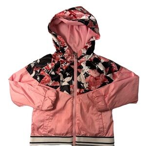 NIKE unique lightweight windbreaker jacket, 3T, pink & black w floral print!